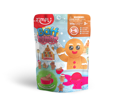 Zimpli Baff Bombz Gingerbread Surprise Collectable Bath Toy