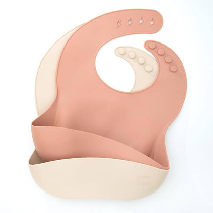 Silicone Baby Bibs Pack of 2: Mulberry &amp; Blush