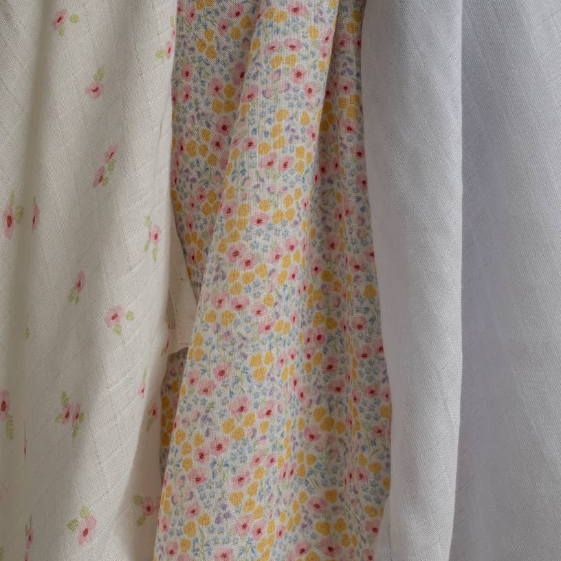 Muslin Squares, Set of 3 - Wildflower Garden