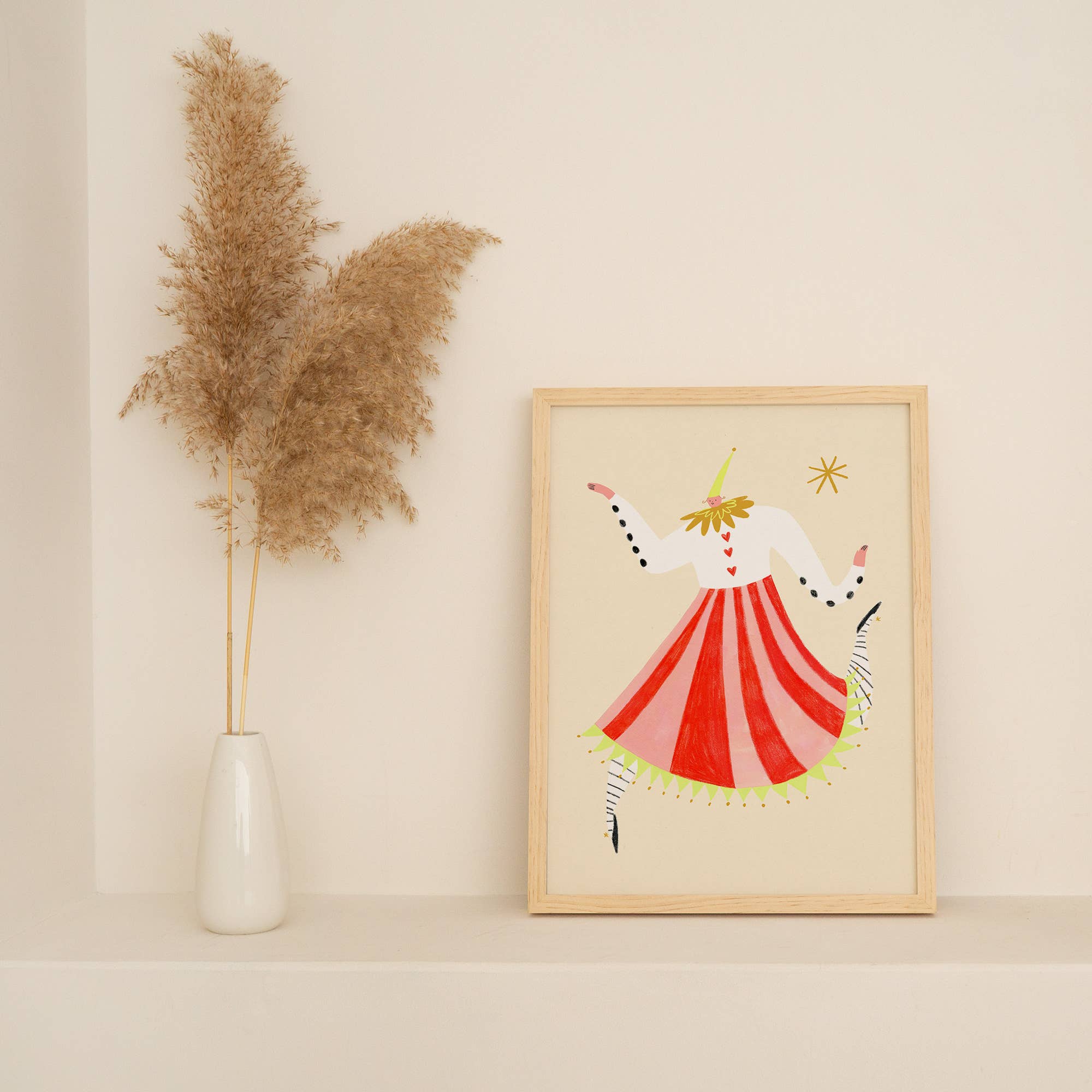 Circus Lady Art Print | Nursery Wall Decor | Colourful Art: A4