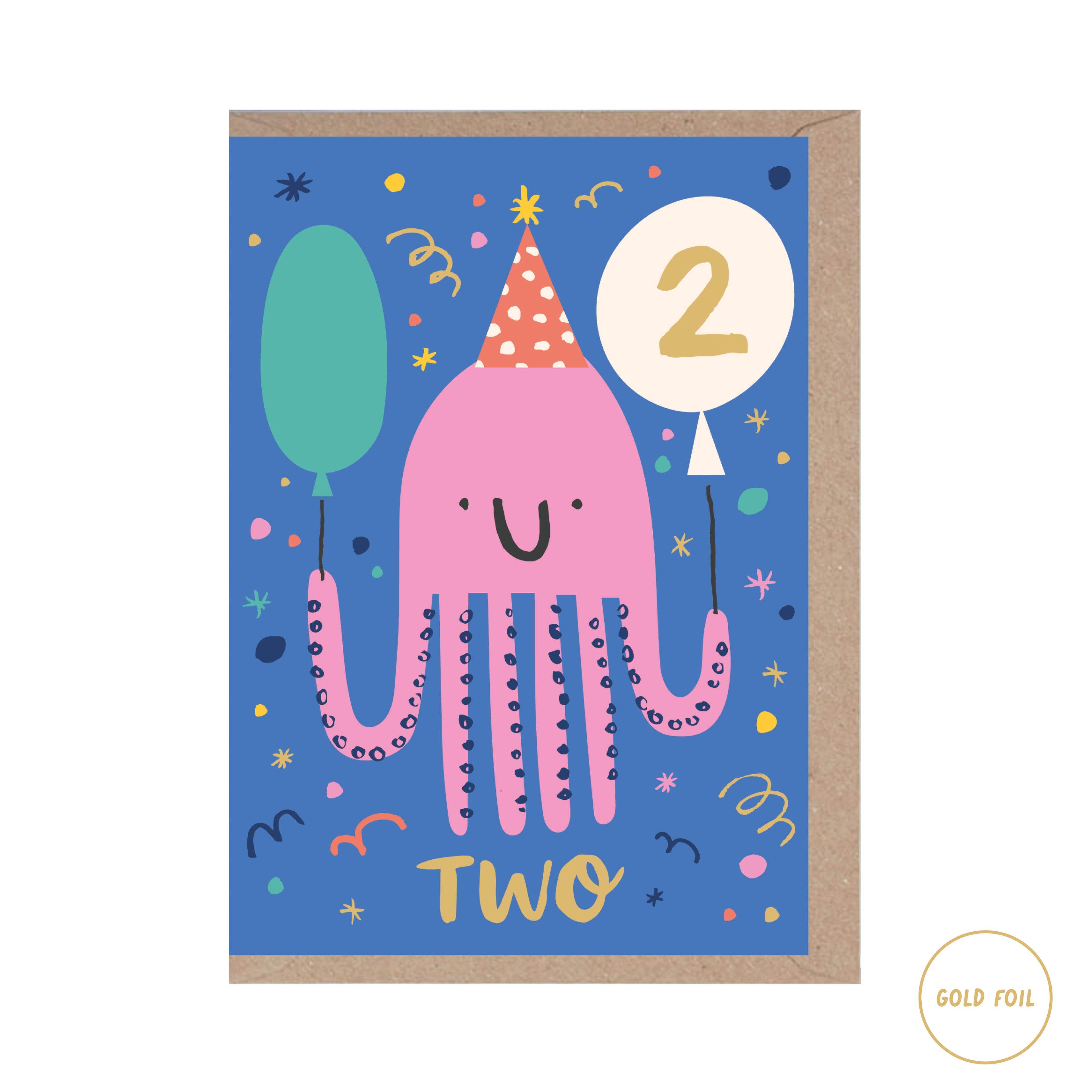 2 Year Old Octopus Themed Card - Two - Animals - Kids card