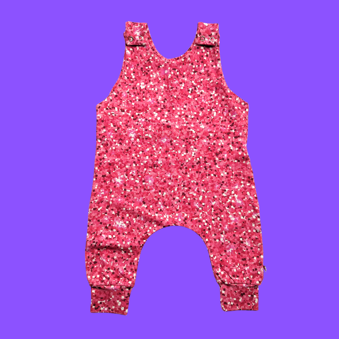 Pink Glitter - Romper: 6-12m