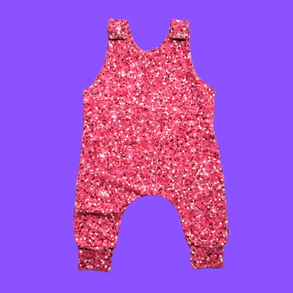 Pink Glitter - Romper: 6-12m