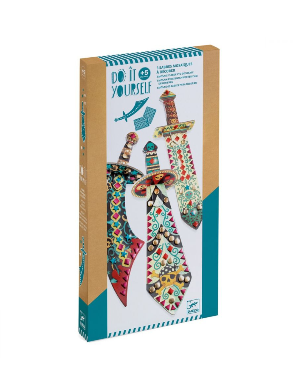 Djeco Do It Yourself - 3 Mosaic Swords to Decorate Like a Pirate