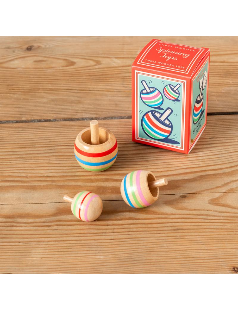 Wooden Spinning Tops (set Of 3)