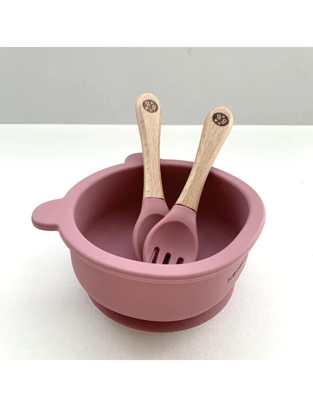 Rose Silicone Suction Bowl and Cutlery Set