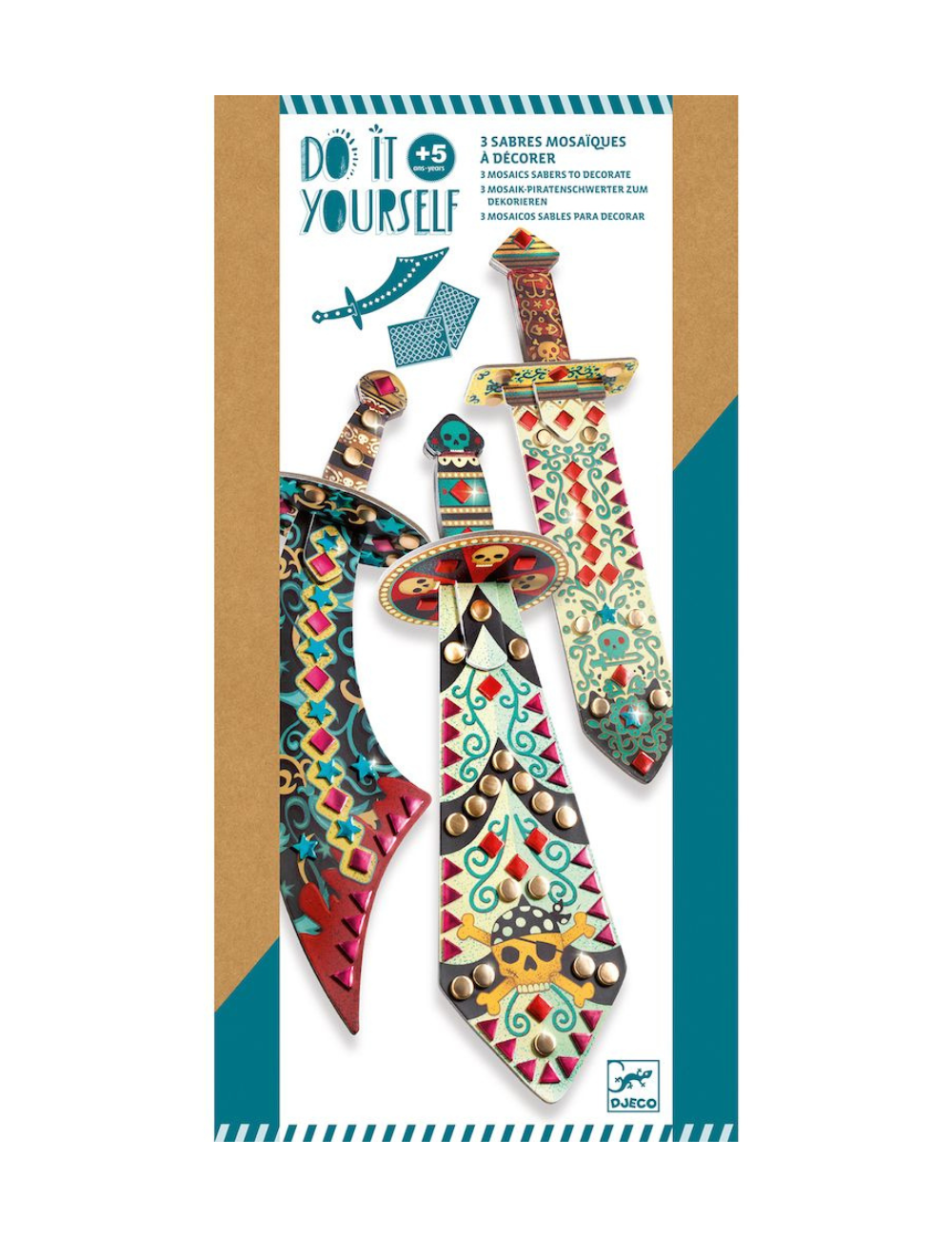 Djeco Do It Yourself - 3 Mosaic Swords to Decorate Like a Pirate