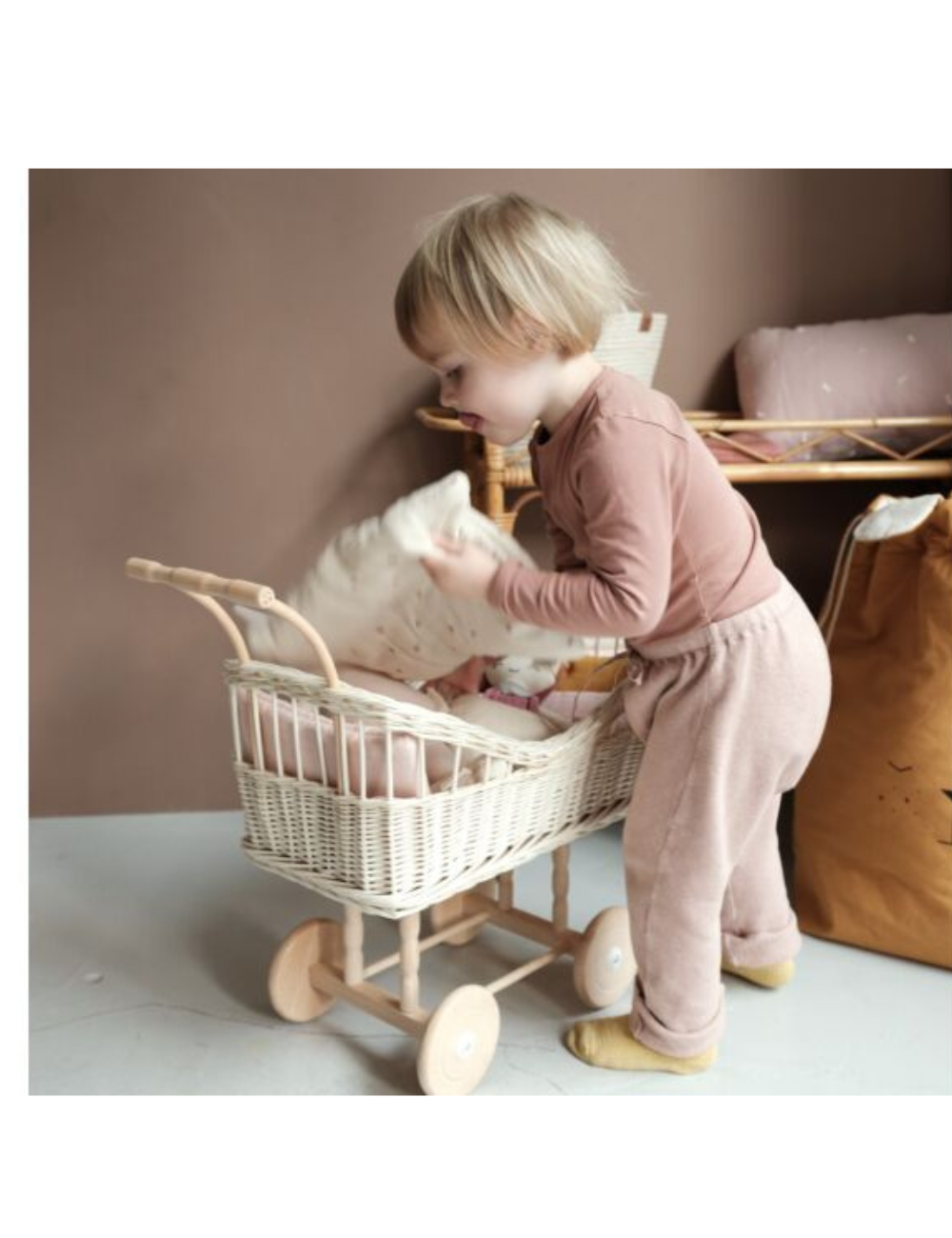 Dolls pram wicker sales