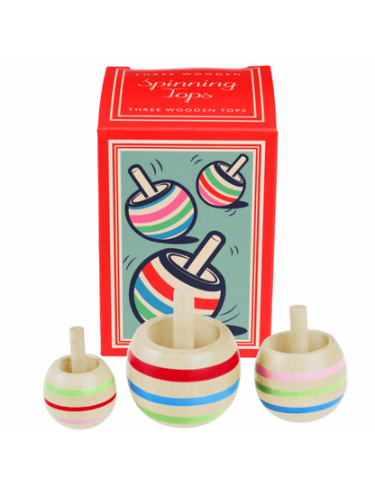 Wooden Spinning Tops (set Of 3)