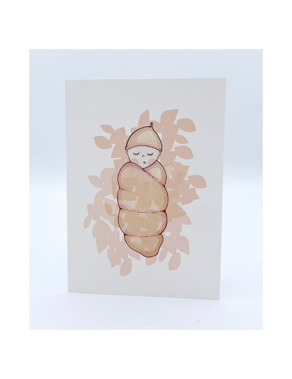 New Baby Swaddled Card - Peach