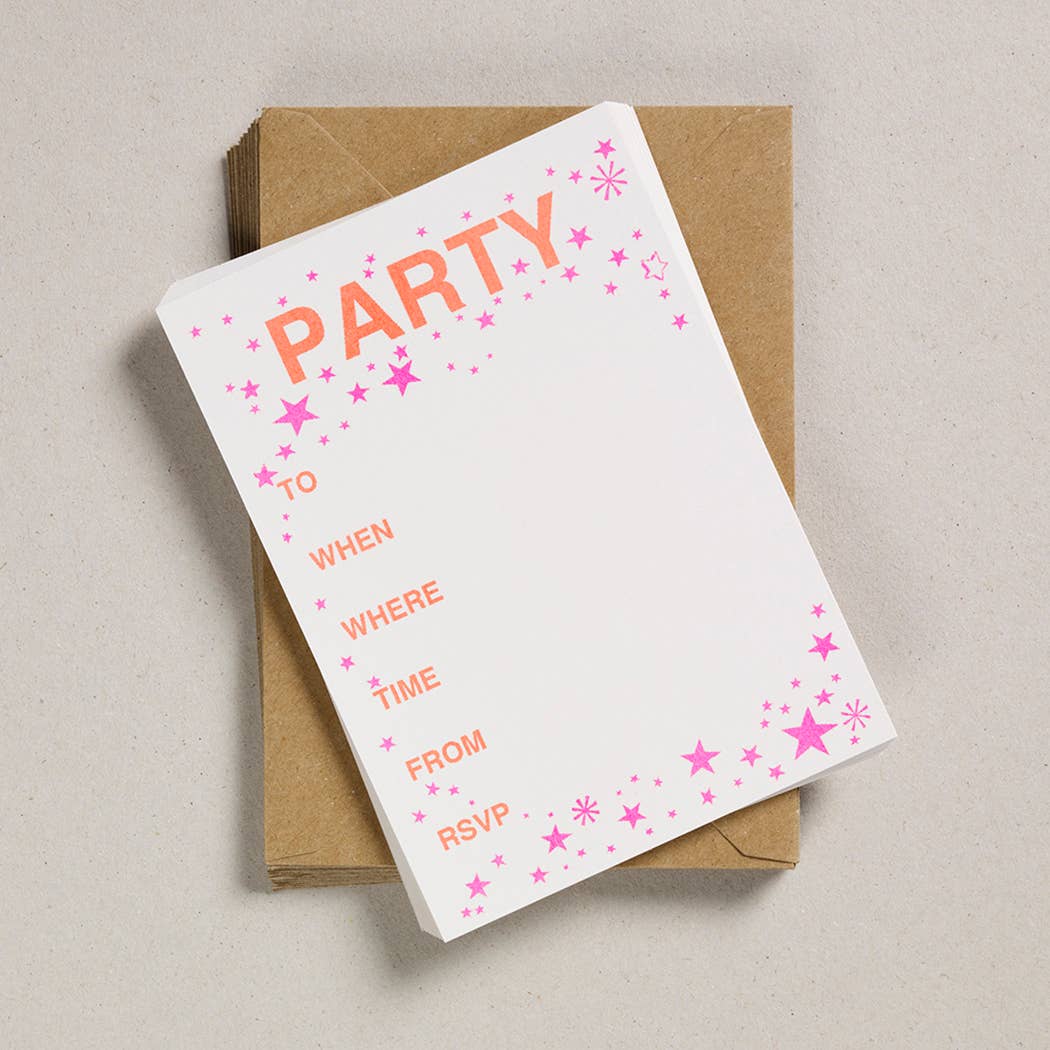 A6 Party Invites - Pink &amp; Orange