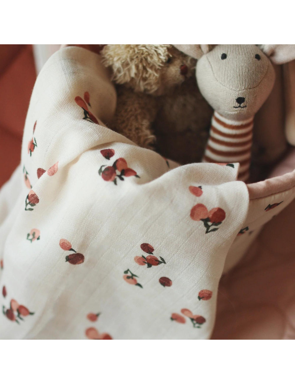 Organic Baby Muslin Swaddle - Peaches