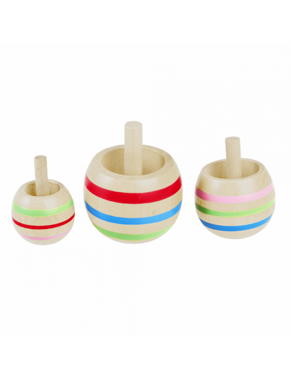 Wooden Spinning Tops (set Of 3)