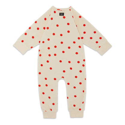 Red Dot Terry Towel Sleepsuit